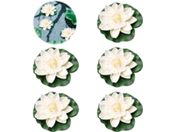 5 Flores Flutuantes Artificiales Lotus Branco, Decoracao Lago