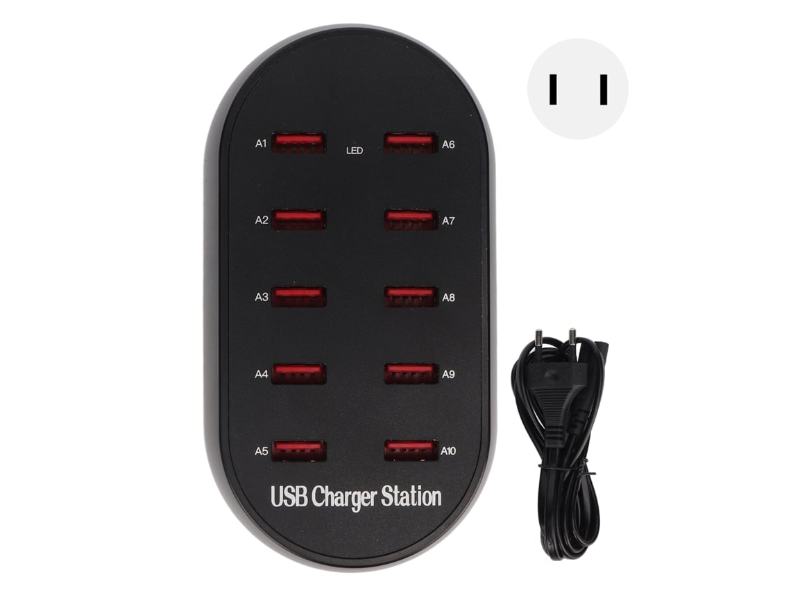 Estación De Carga Usb Con 10 Puertos, Concentrador De Escritorio De Carga Rápida Para Hotel, Hogar Y Viajes