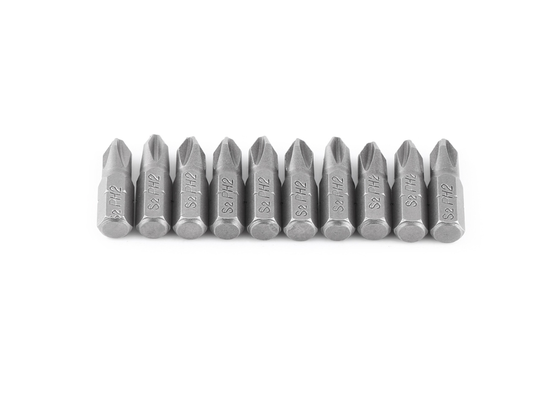 10 Puntas De Destornillador Phillips Ph2 De Acero Aleado Magnético S2 Con Manivela Hexagonal De 25 Mm (1/4 De Pulgada)