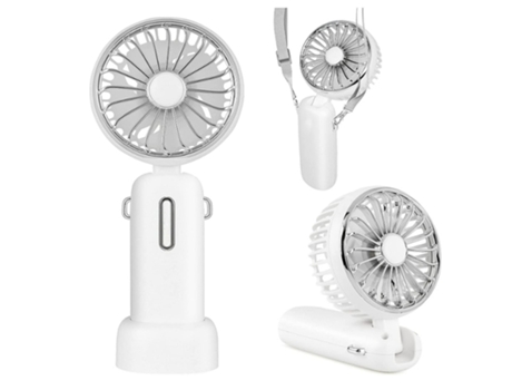 Ventilador de mano 4800 Mah Mini ventilador de refrigeración personal portátil USB recargable 6-20 horas flujo de aire fuerte 3 velocidades blanco ...