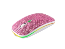 Ratón YIZHOOD Inalámbrico Bluetooth 5.0 2.4G Ratón Portátil USB Ultrafino Silencioso Recargable con Diamantes para Computadora Portátil PC Rosa