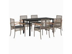 Maison Exclusive - Set Comedor Jardín 7 Pzas Y Cojines Ratán Sintético Gris
