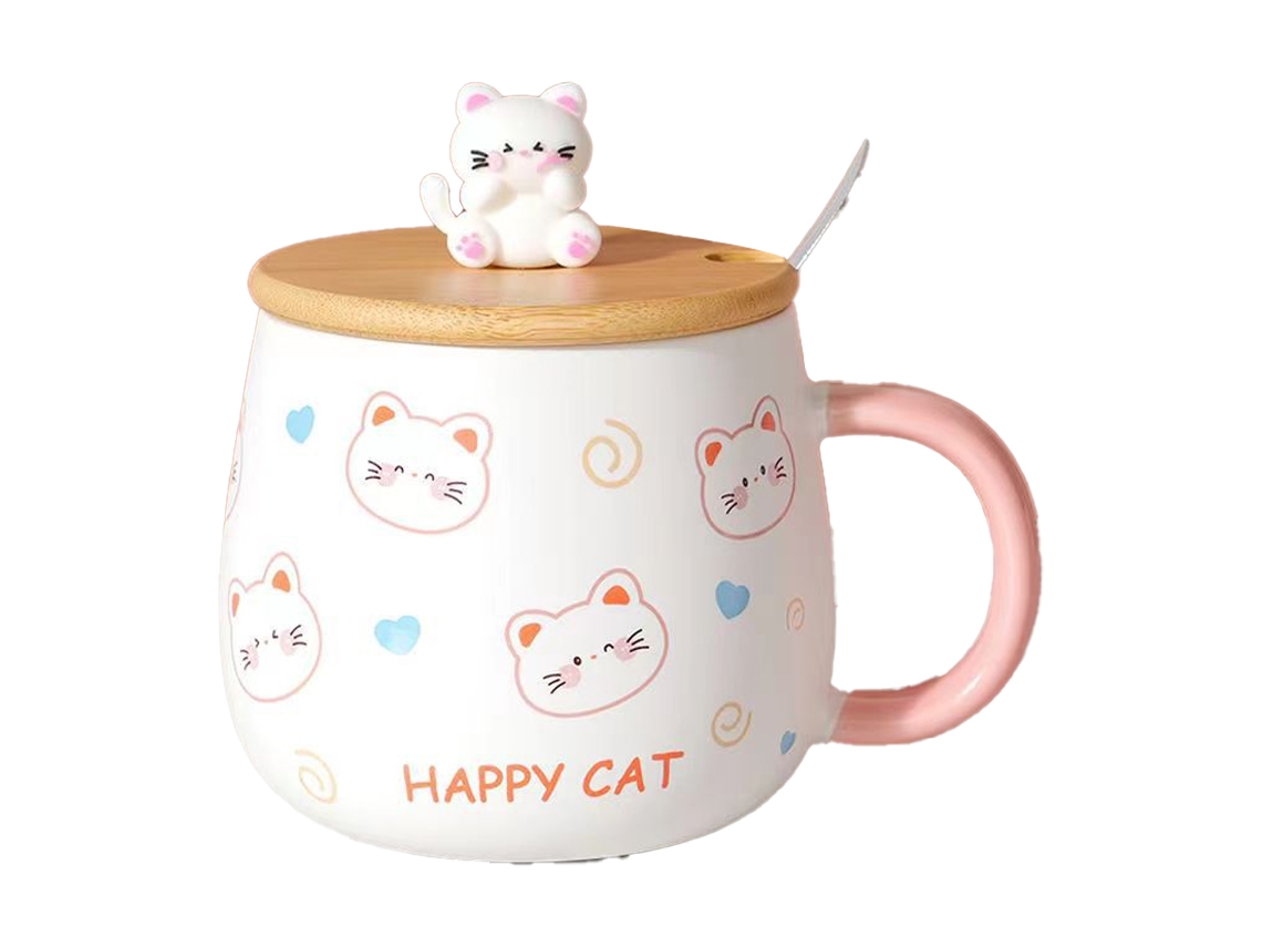 Encantadora taza de café de cerámica, porcelana de alta calidad con un hermoso patrón para un escritorio estético, apta para microondas y lavavajillas.