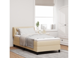 Cama Box Spring De Con Colchón En Crema - 90x190 Cm De Tela