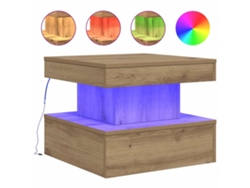 Maison Exclusive - Mesa De Centro Con Luces Led Roble Artisian 50x50x40 Cm