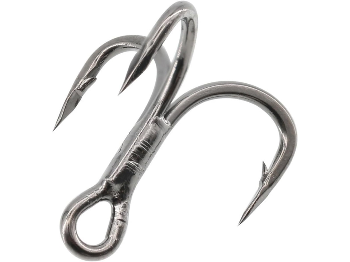 Anzuelos De Pesca, 6 Triples Clásicos Acero Al Carbono Curvatura Redonda, Juego Para La Pesca Salmón Grande...