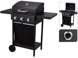 Barbacoa VAGGAN de 3 fuegos (Negro - Acero inoxidable - 139 x 106 x 56,5 cm)