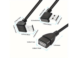 Cable adaptador USB 2.0 macho a hembra en ángulo de 90 grados Tadvyyvayotoy