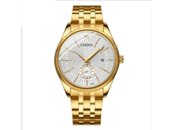 Reloj De Pulsera Para Hombre De Acero Inoxidable Con Calendario Y Movimiento De Cuarzo Blanco.