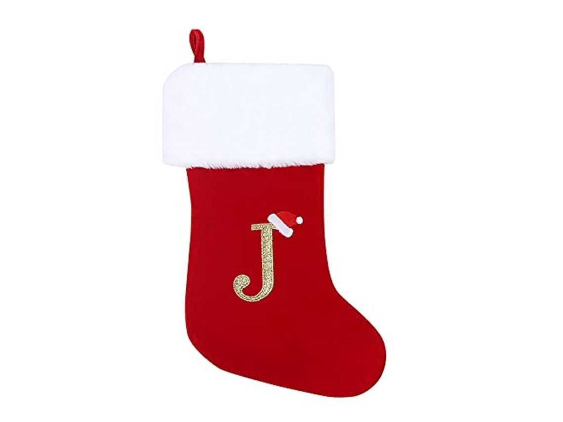 Calcetín Navideño De Felpa Rústica Supersuave Personalizado Con Letra De 20 Pulgadas.