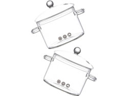 Juego de 2 cacerolas de vidrio transparente de 1500 ml con tapa, resistentes al calor, ideales para Gokoco