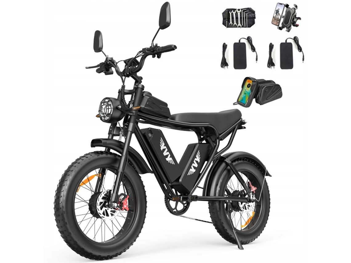Bicicleta eléctrica todoterreno YVY C20max, 1000 W x 2, 52 V 20 Ah x 2, 55 km/h, autonomía de 180 km, frenos de disco hidráulicos, neumáticos de 20'' x 4.0''.