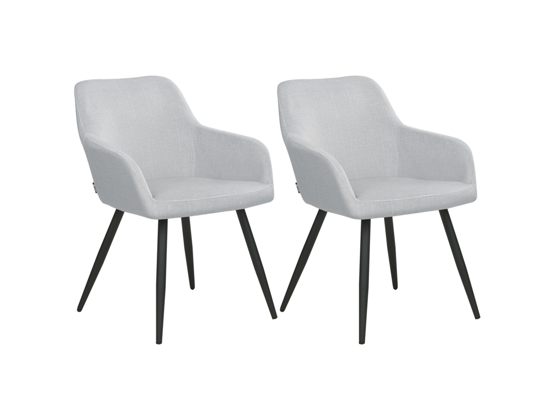 Conjunto de 2 cadeiras de refeição modernas BELIANI Casmalia de Veludo Cinzento 59x62x78