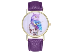 Reloj De Pulsera De Cuarzo Para Mujer Con Diseño De Búho Y Atrapasueños, Color Morado, Ideal Para Regalar.
