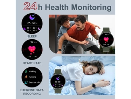 Smartwatch BISBISOUS S48T Bluetooth Monitor de Frecuencia Cardíaca Presión Arterial 1,43 Pulgadas AMOLED Verde