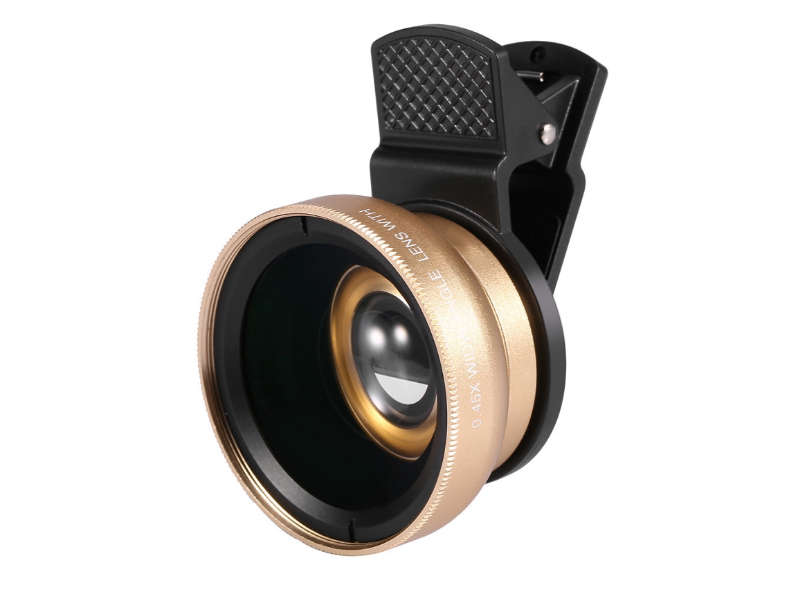 Lente De Ángulo Amplio Macro 2 En 1 49mm 0.45x, Lente Universal De Clip Para Teléfonos Móviles, Color Oro