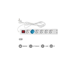 Base Múltiple 6t 2 Usb Int. (3x1.5mm) 1,4m Blanca