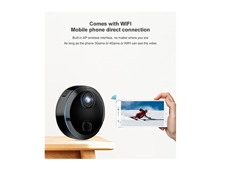 Mini cámara espía wifi 1080P Grabación de video en vivo Cámara espía oculta inalámbrica / Visión nocturna / Alarma activada por movimiento Negro...
