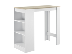 Mesa de bar Kouvola con 3 estantes aglomerado 110 x 50 x 103 cm - Blanco / Efecto roble [EN.CASA]