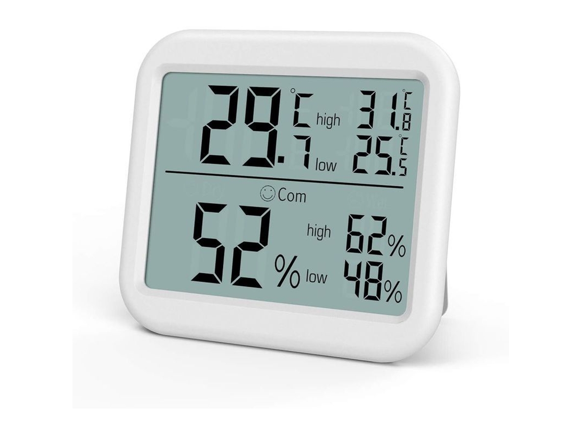 Termómetro-higrómetro Digital Con Gran Pantalla Lcd, Registro De Valores Mínimos Y Máximos, Y Diseño Portátil.