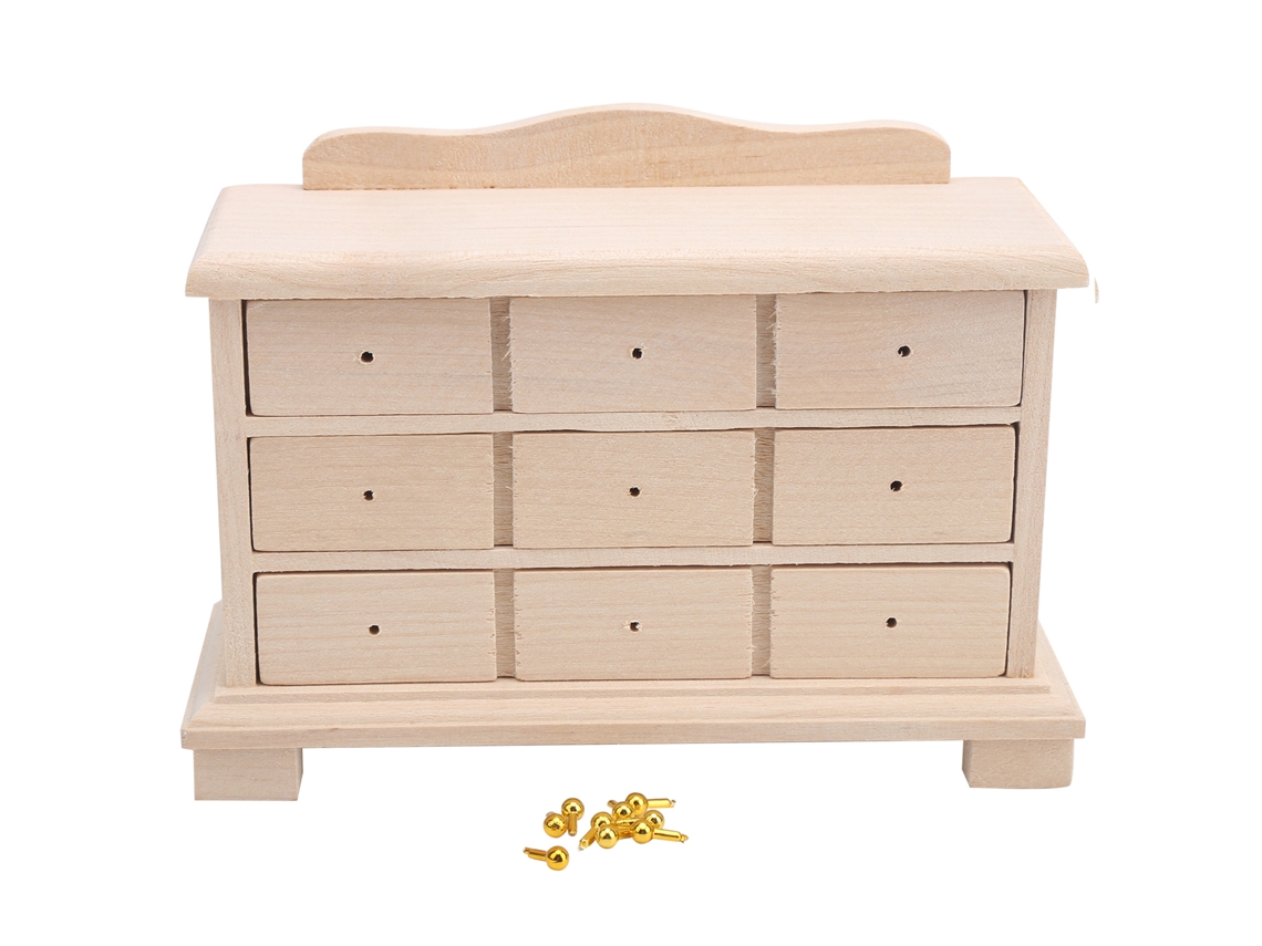 Armario De Madera En Miniatura A Escala 1:12 Con Cajones Para Accesorios De Casa De Muñecas