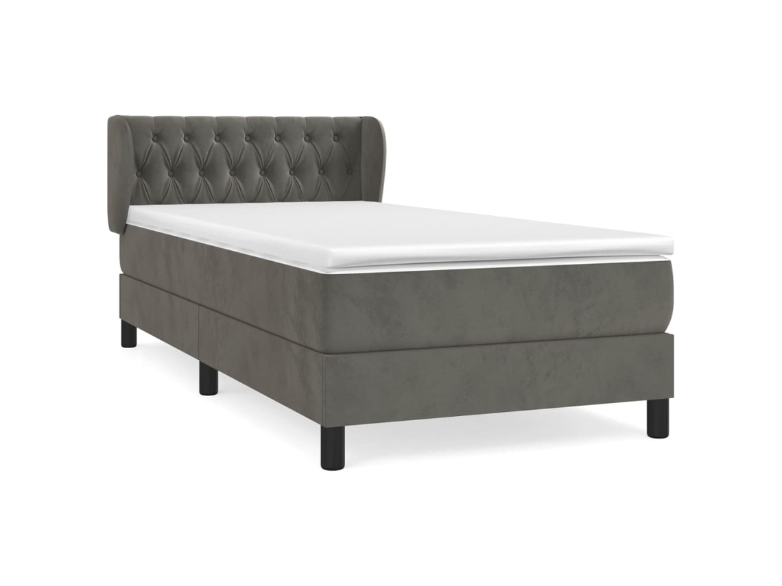 Maison Exclusive - Cama Box Spring Con Colchón Terciopelo Gris Oscuro 90x190 Cm