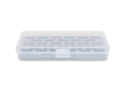 Caja con 28 compartimentos para bobinas vacías para coser.