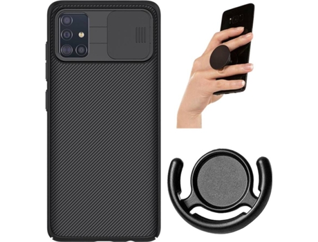 Carcasa, Popsocket y Soporte Samsung A51 Camshield Nillkin Negro