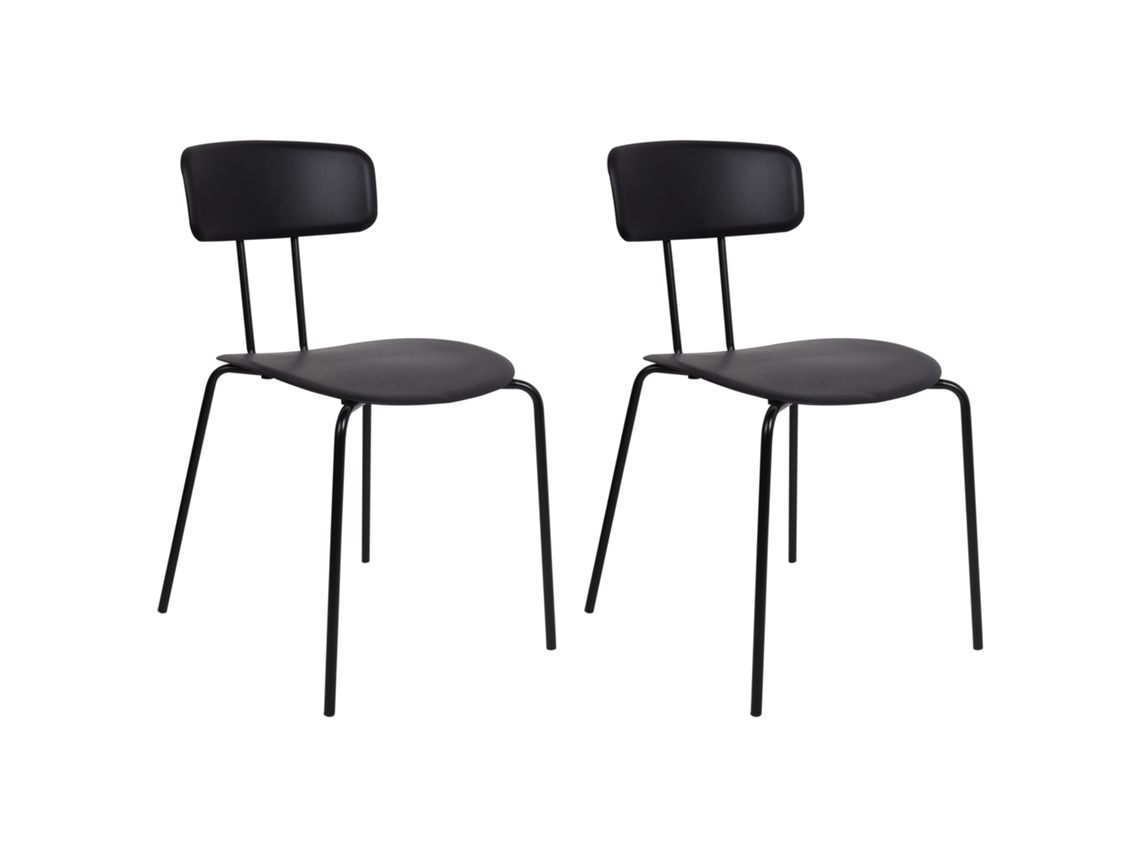 Conjunto de cadeiras em metal e sem braços BELIANI Sibley de Material sintético Preto 45x49x79