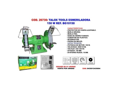 Talox tools esmeriladora 150 w 150 mm bg10150