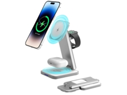Cargador Inalámbrico Magnético, Estación De Carga Inalámbrica Plegable 3 En 1, Compatible Con Iphone 15/14/13/12 Y Iwatch/ultra (blanco)