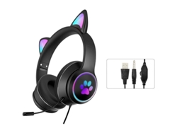 Auriculares Para Juegos Con Orejas De Gato Plegables, Iluminación Rgb, Sonido Estéreo, Micrófono Y Puerto Usb De 3,5 Mm Para Niños Y Adultos.