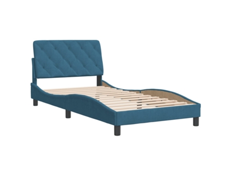 Cama con Cabecero VIDAXL Terciopelo Azul (218x105x745cm)