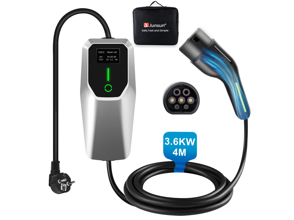 Junsun Carregador De Parede Móvel Ev Tipo 2 De 3,5 Kw 16 A 4 M