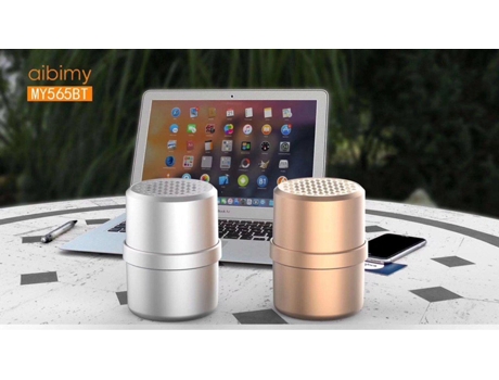 Mini altavoz Bluetooth portátil dorado