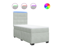 Maison Exclusive - Cama Box Spring Con Colchón Terciopelo Gris Claro 90x190 Cm