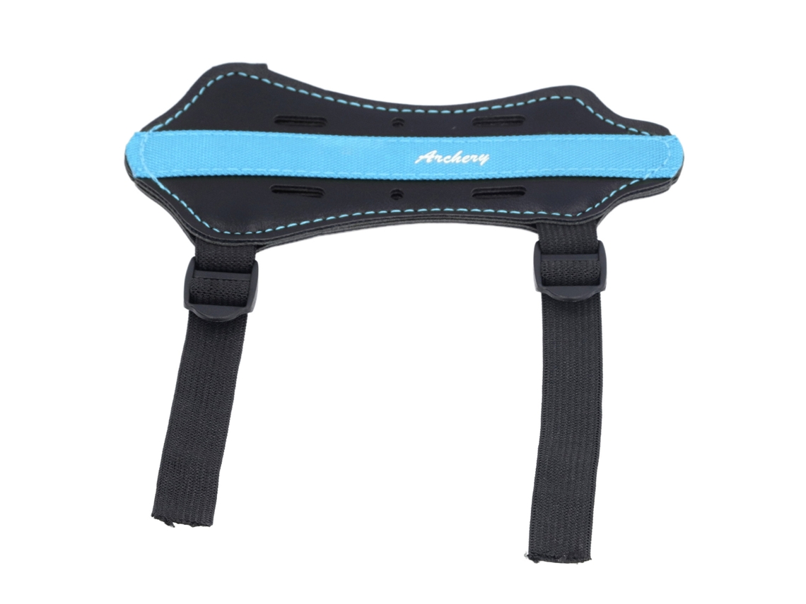 Protector De Brazo Ajustable, Grueso Y Transpirable De Cuero Sintético Pu Para Tiro Con Arco Recurvo Infantil - Azul