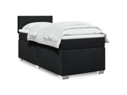 Cama Box Spring Con Colchón Tela Negro 80x200 Cm