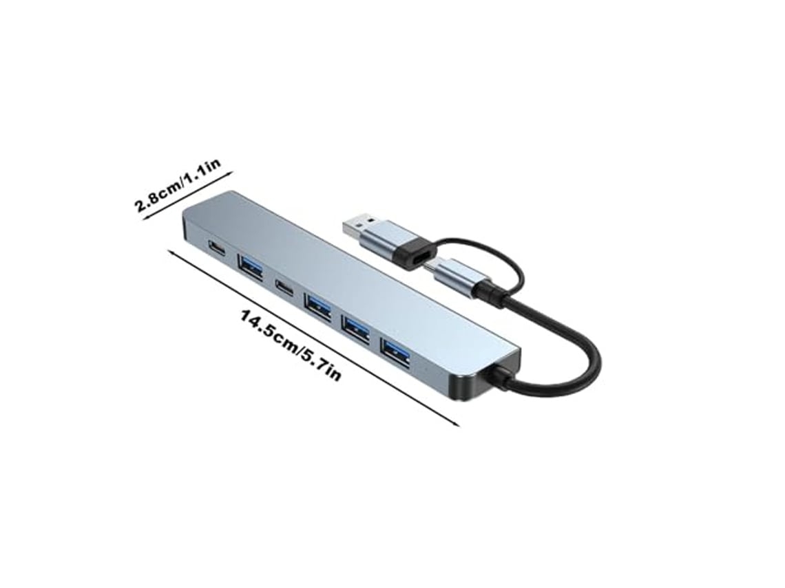 Concentrador USB C de 7 puertos y 1 estación de acoplamiento versátil para portátiles, práctico adaptador multipuerto para portátiles, base de expansión de 5 Gbps Chennnls