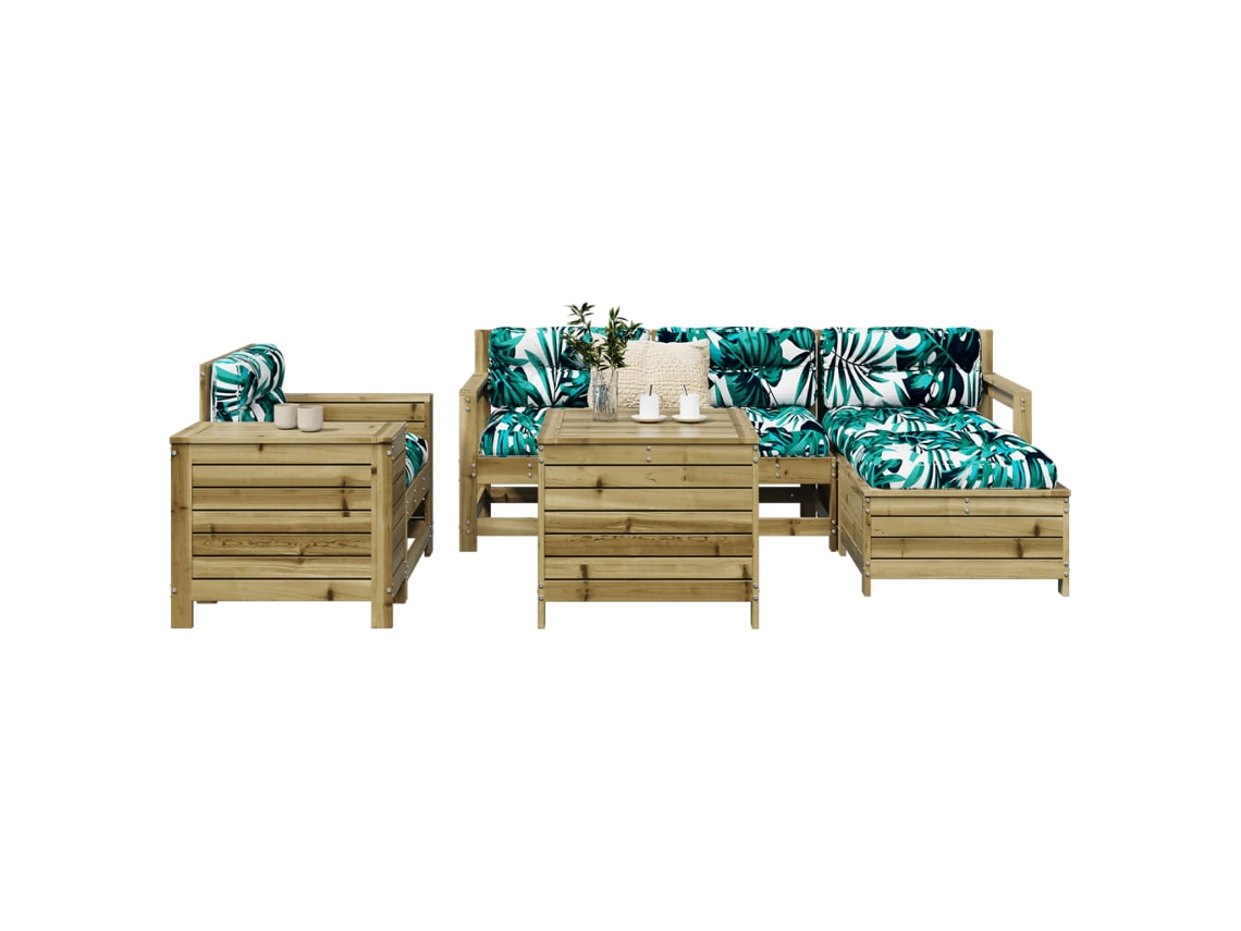 Conjunto de sofás de jardín de madera de pino impregnada Dkd Home Decor