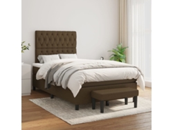 Cama Box Spring Con Colchón Tela Marrón Oscuro 120x200 Cm