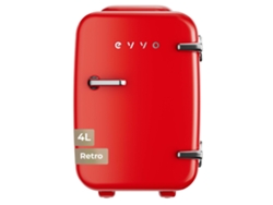 Evvo F4 Mini Nevera Retro Roja 4l, Portátil 12v/220v, Frío Y Calor, Silenciosa, Para Cremas, Maquillaje, Coche Y Oficina