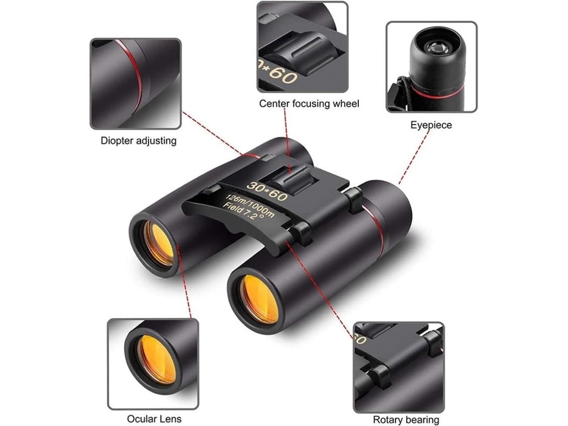 Binoculares pequeños 30x60 compactos para adultos y niños. Mini binoculares para observación de aves y turismo. Binoculares Bestvite.