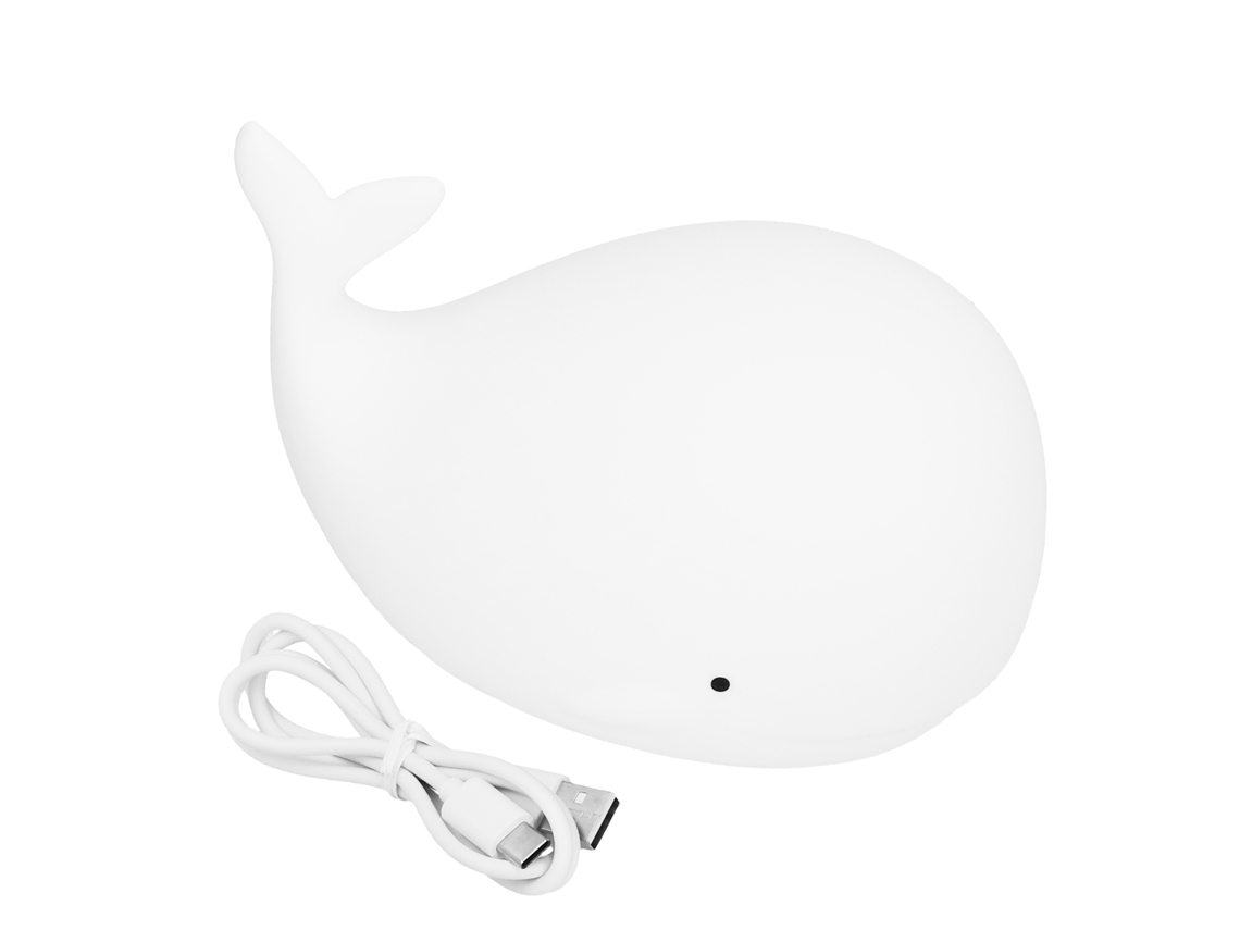 Yncm2026-luz Nocturna De Silicona Carga Usb Ballena Bonita Con 3 Modos De Luz Y Función De Temporizador 3h Blanca