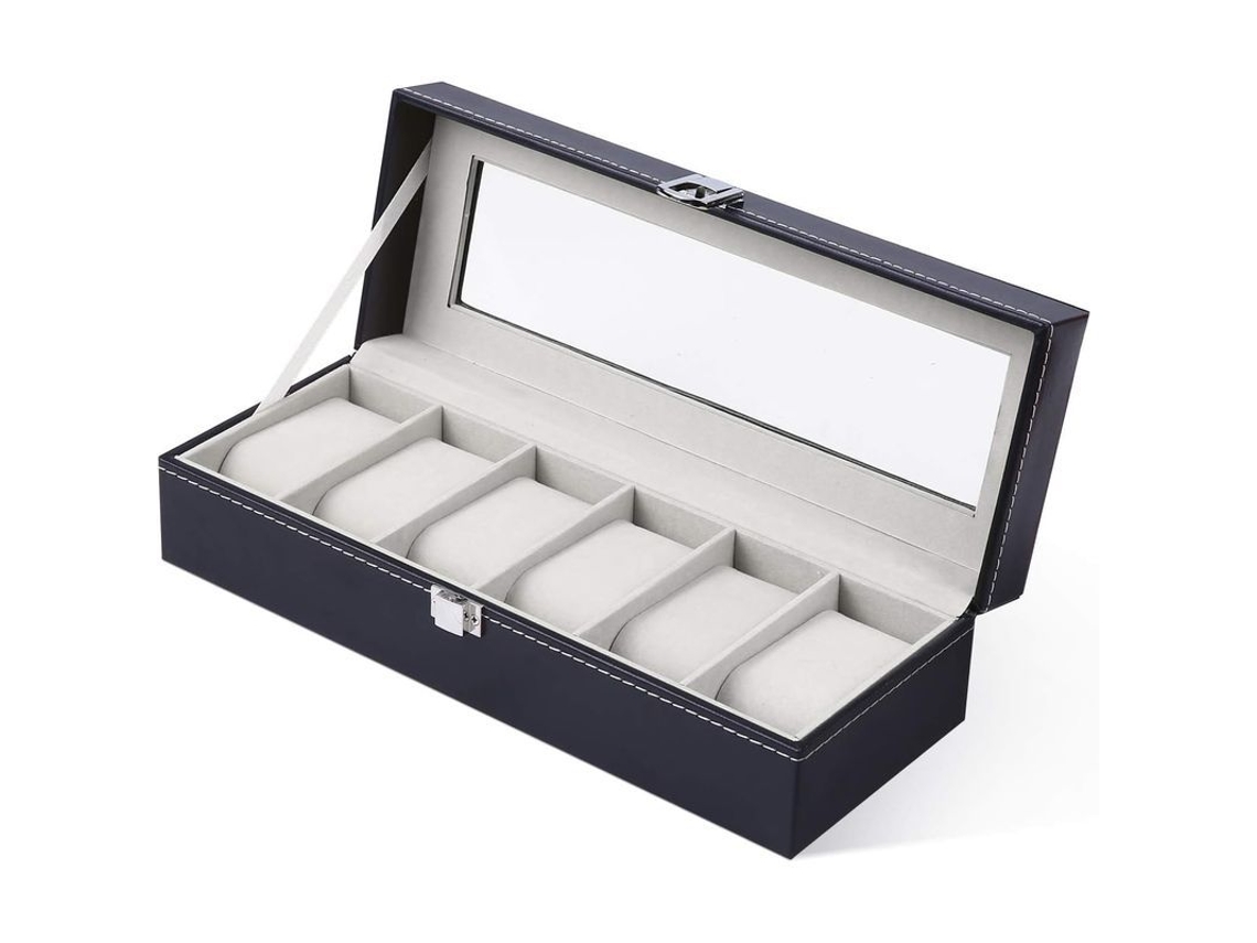 Organizador De Relojes Para Hombres, Estuche De Relojes, Portarelojes De Cuero Pu Con 6 Espacios
