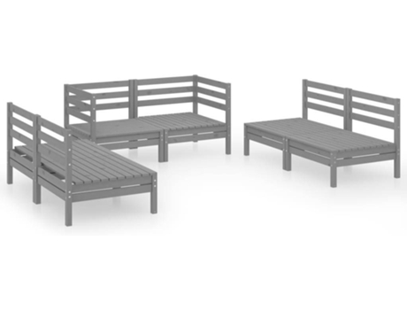 Conjunto 6 de muebles de jardín VIDAXL madera maciza de pino gris