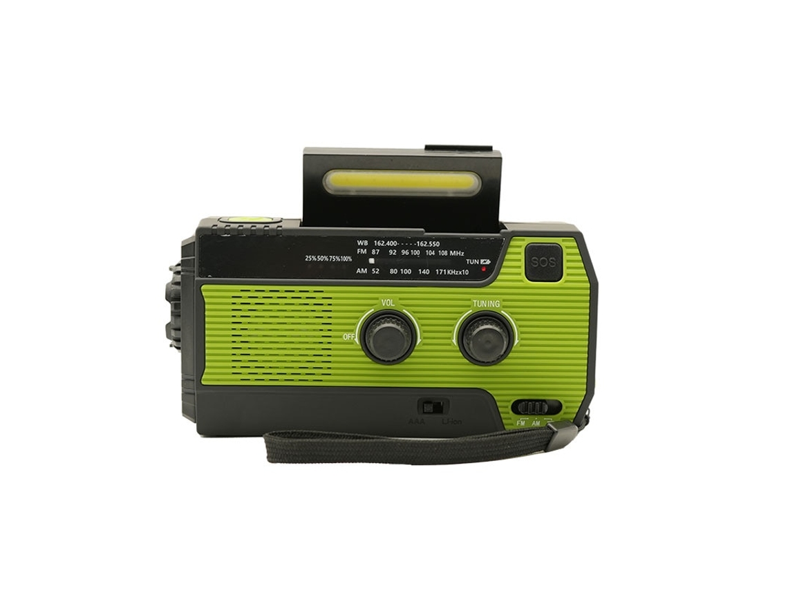 Radio multifuncional de 4000 mAh con FM, AM, WB, NOAA, carga solar y manivela, USB, linterna LED para emergencias y batería externa portátil. Viewleaf