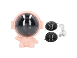 Proyector de luz USB rosa con estrella giratoria y música de astronauta.