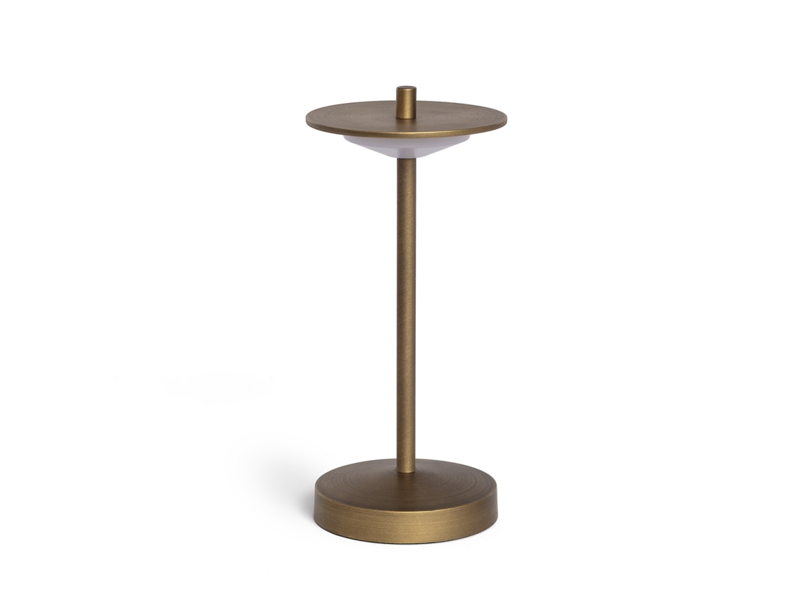Lámpara de mesa LED portátil con batería recargable USB Estepona Latón Ledkia
