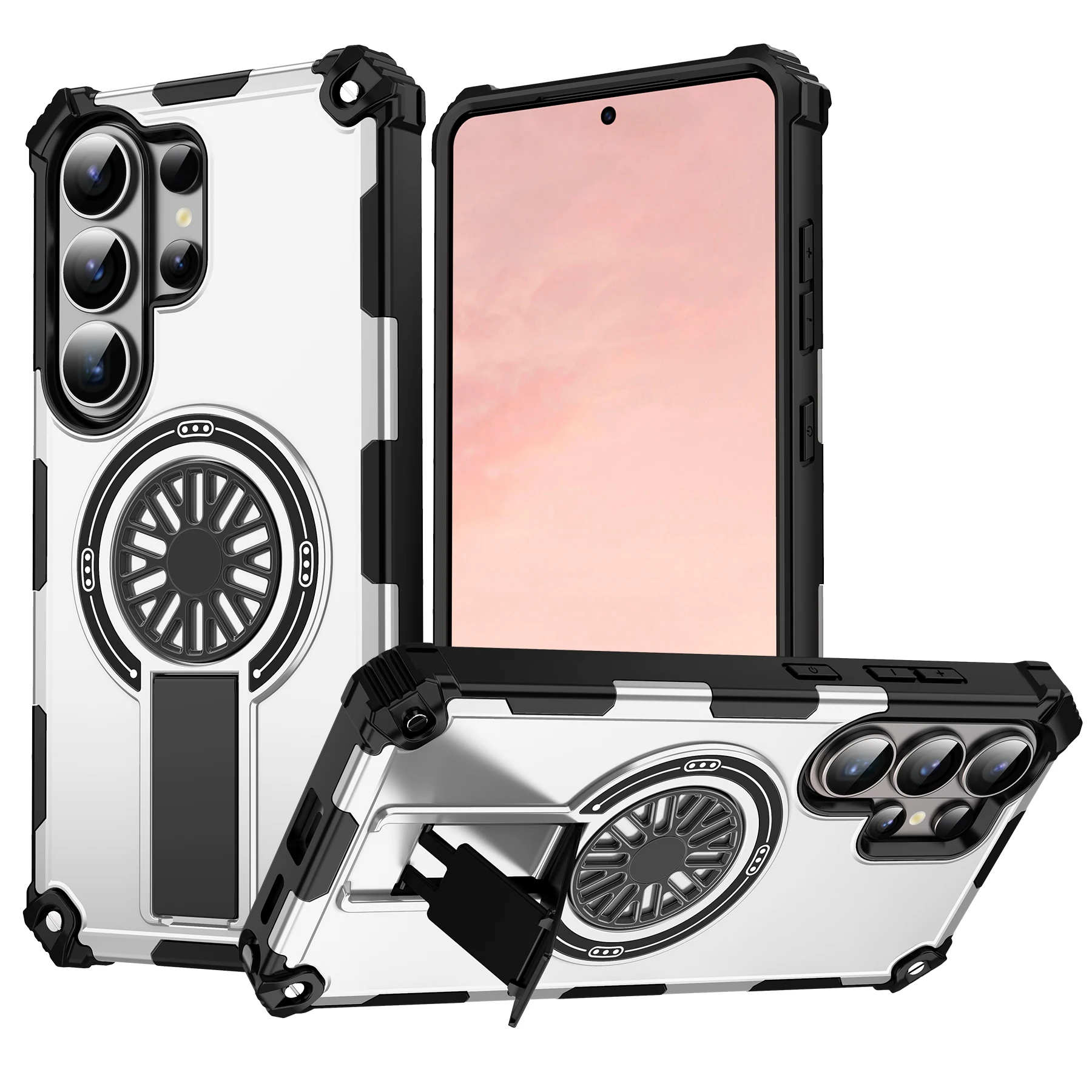(galaxy S24 Plata) Compatible Con La Funda Protectora Magnética Samsung Magsafe Con Soporte Plegable Y Cubierta Trasera.